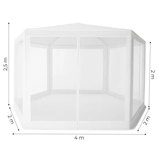 Balta sodo palapinė 2x2x2 m su tinkleliu nuo uodų MultiGarden