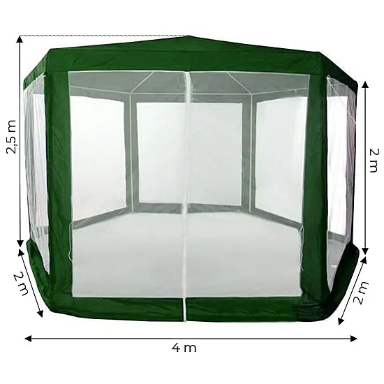 Žalia sodo palapinė 2x2x2 m su tinkleliu nuo uodų MultiGarden