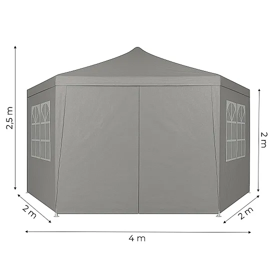 Pilka sodo palapinė 2x2x2 m su langais MultiGarden