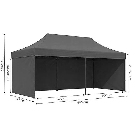 Automatically assembled garden gazebo 3×6 m grey MultiGarden