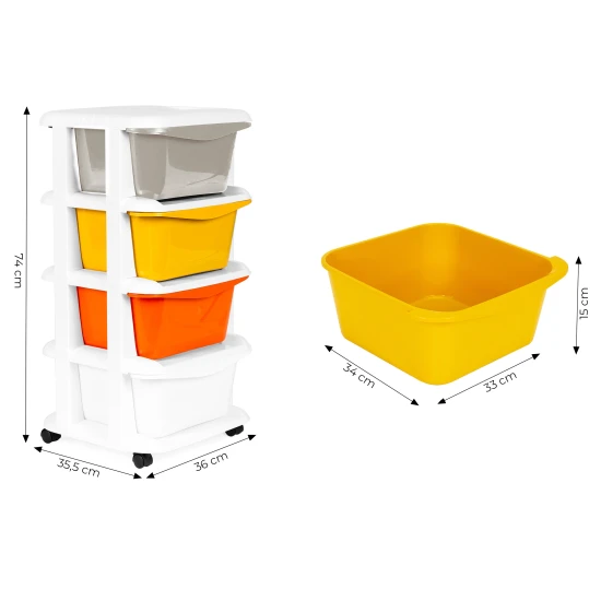 Daiktų laikymo organizatorius su 4 išstumiamomis dėžėmis Vaikų baldai ModernHome