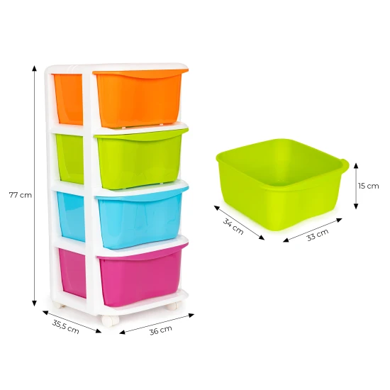 Daiktų laikymo organizatorius su 4 išstumiamomis dėžėmis Vaikų baldai ModernHome