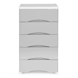 5 lentynų pilka komoda