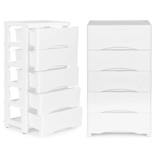 5 lentynų balta komoda Vaikų baldai ModernHome