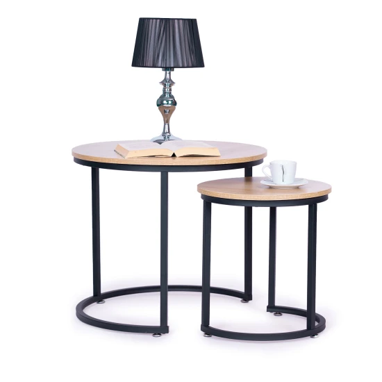 Set of 2 coffee tables round loft design ModernHome
