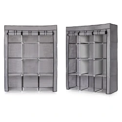 Suur riidekapp riiete ja jalatsite jaoks riiulitega.