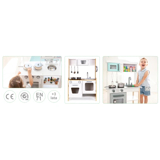 Medinė žaislinė virtuvėlė vaikams su priedais Vaikams ECOTOYS