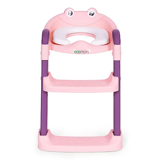Vaikaiška rožinė tualeto sėdynė su laipteliais ECOTOYS