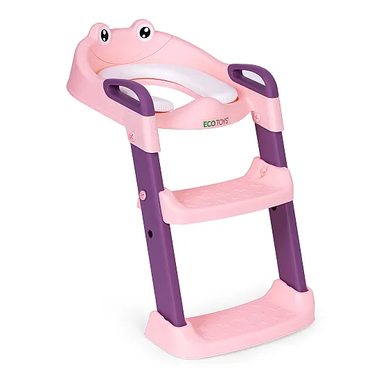 Vaikaiška rožinė tualeto sėdynė su laipteliais ECOTOYS