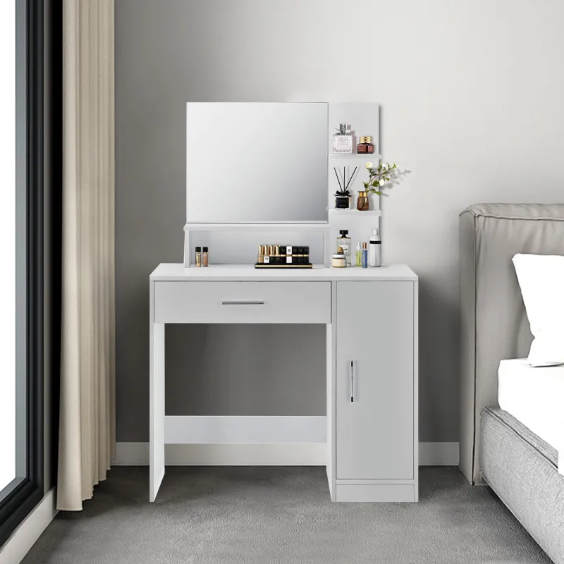 Baltas tualetinis staliukas su veidrodžiu ModernHome