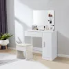 Baltas tualetinis staliukas su veidrodžiu ModernHome