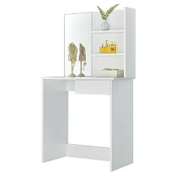 Biała toaletka z dużym lustrem i półkami ModernHome