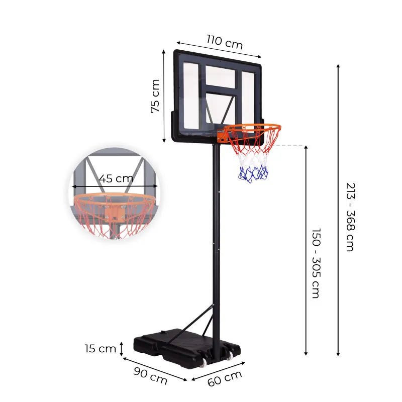 Reguliuojamas krepšinio stovas 305 cm aukščio MOVEPRO