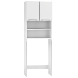 Valge vannitoakapp pesumasina kohal