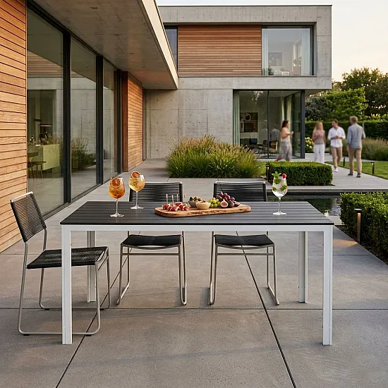 Gray and white 6-seater table, 156 x 78 cm