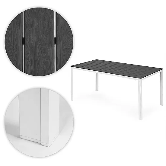Gray and white 6-seater table, 156 x 78 cm