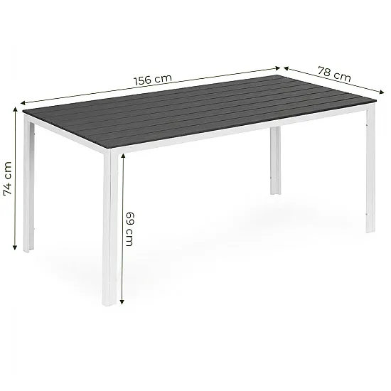 Gray and white 6-seater table, 156 x 78 cm