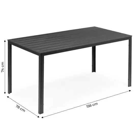 Pilkas 6 vietų sodo stalas 156 x 78 cm
