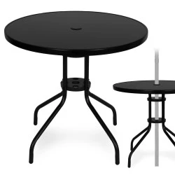 Apvalus juodas stalas 80 cm
