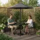 Kvadratinis juodas sodo stalas 80 cm su skyle skėčiui MultiGarden