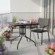Kvadratinis juodas sodo stalas 80 cm su skyle skėčiui MultiGarden