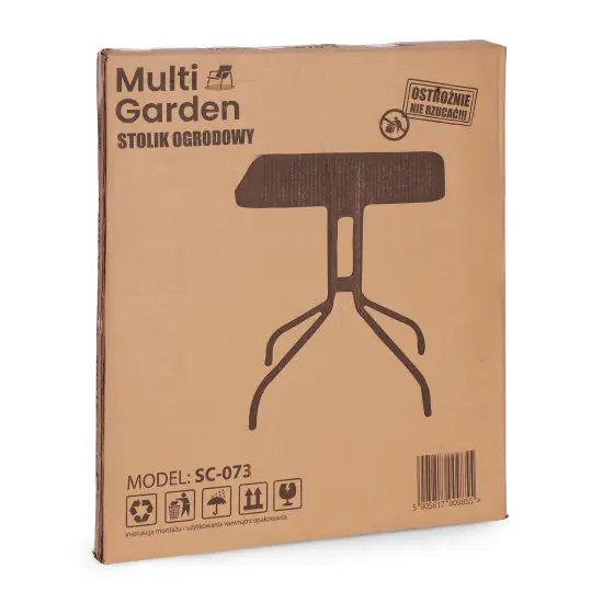 Kvadratinis juodas sodo stalas 80 cm su skyle skėčiui MultiGarden