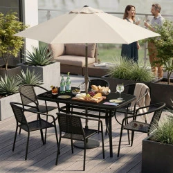 Juodas stiklinis stalas 140x80 cm