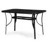 Garden table 140x80 cm tempered glass parasol hole, black, MultiGarden