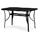Garden table 140x80 cm tempered glass parasol hole, black, MultiGarden