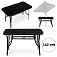 Garden table 140x80 cm tempered glass parasol hole, black, MultiGarden