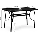 Garden table 140x80 cm tempered glass parasol hole, black, MultiGarden