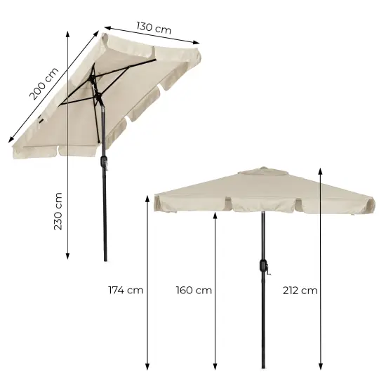 Didelis rusvas stačiakampis sodo skėtis 200 x 130 cm Multigarden