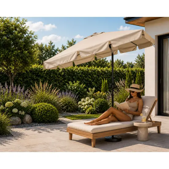 Didelis rusvas stačiakampis sodo skėtis 200 x 130 cm Multigarden