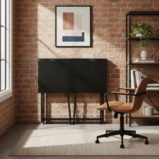 Sulankstomas juodas kompiuterio stalas 80x45 cm ModernHome