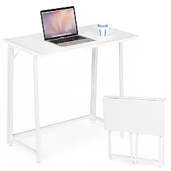 Sulankstomas baltas kompiuterio stalas 80x45 cm ModernHome