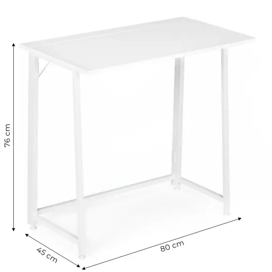 Sulankstomas baltas kompiuterio stalas 80x45 cm ModernHome