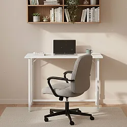 Sulankstomas baltas kompiuterio stalas 80x45 cm ModernHome