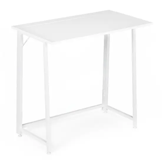 Sulankstomas baltas kompiuterio stalas 80x45 cm ModernHome