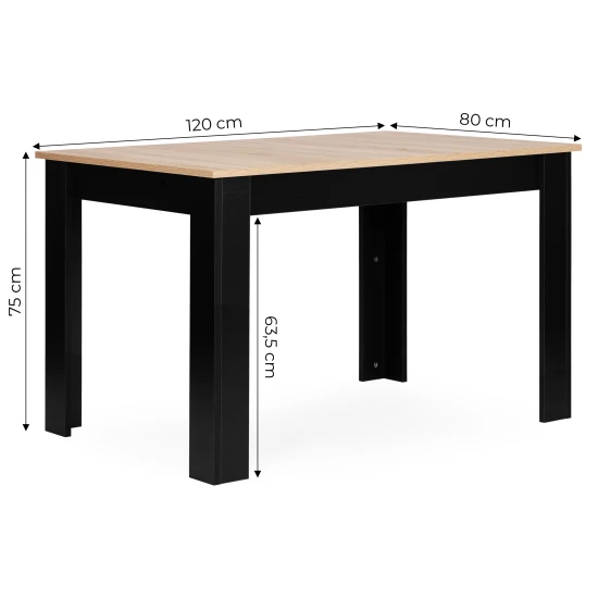 Stačiakampis stalas 4 asmenims 120x80 cm Ąžuolas