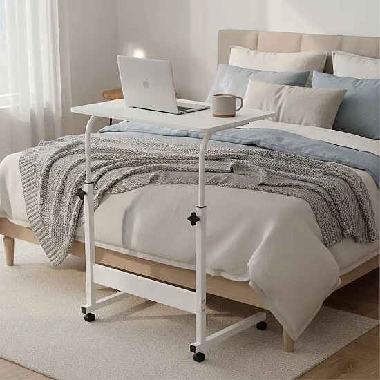 Mobilus baltas nešiojamojo kompiuterio stalas ModernHome