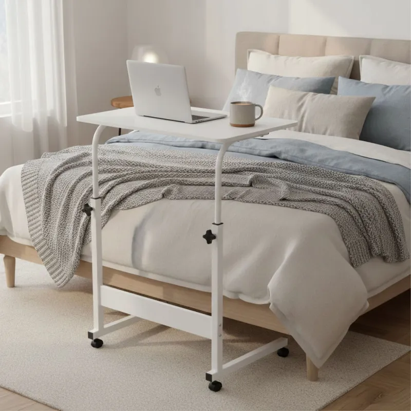 Mobilus baltas nešiojamojo kompiuterio stalas ModernHome