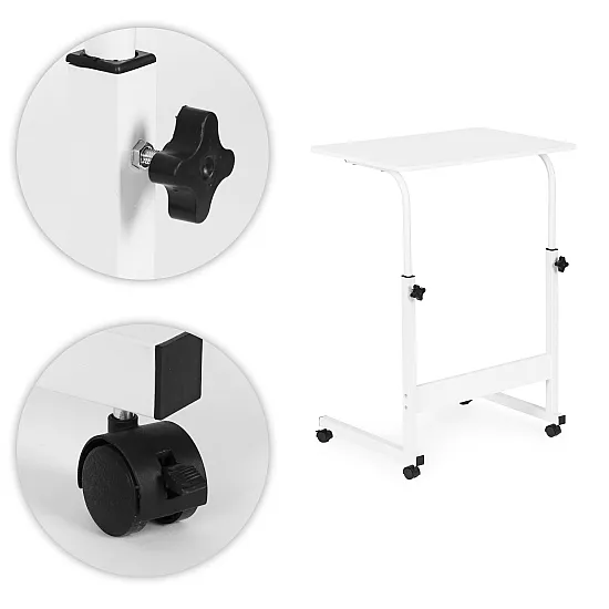 Mobilus baltas nešiojamojo kompiuterio stalas ModernHome