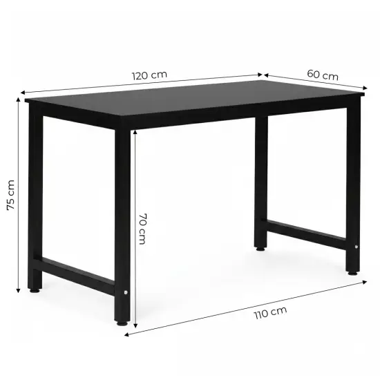 Juodas kompiuterio/mokyklinis stalas 120x60 cm ModernHome