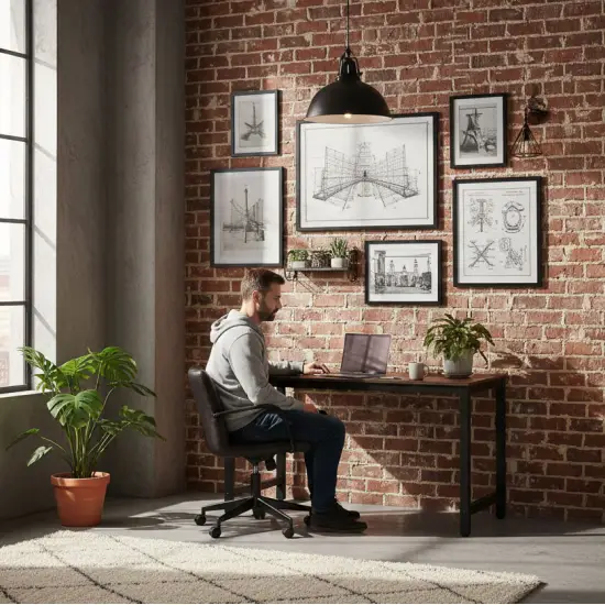 Tamsiai rudas kompiuterio/mokyklinis stalas 120x60 cm ModernHome