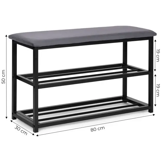 Minkšta batų spintelė 80 cm, 2 lentynos