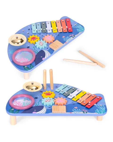 Vaikiškas medinis muzikinis veiklos staliukas