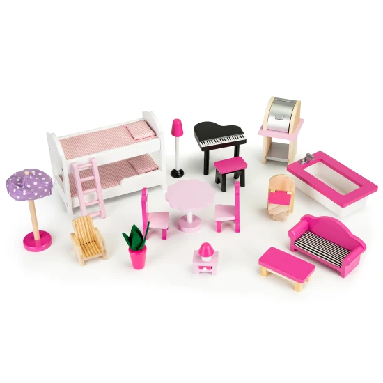 Medinis lėlių namelis iš Ecotoys Lėlės ir žaidimų rinkiniai ECOTOYS