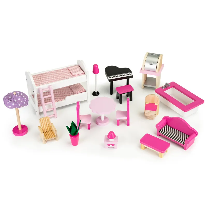 Medinis lėlių namelis iš Ecotoys Lėlės ir žaidimų rinkiniai ECOTOYS