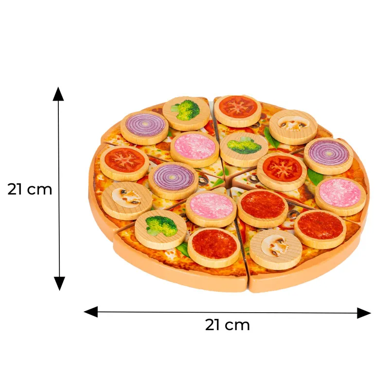 Zabawka drewniana pizza dla dzieci z naklejkami 27 szt.