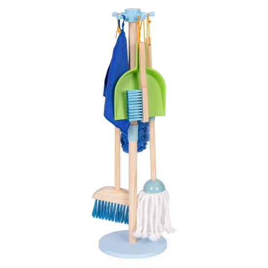 Wooden Cleaning Set for Children Mop Broom with Dustpan 7 Pieces Lavinamieji ECOTOYS